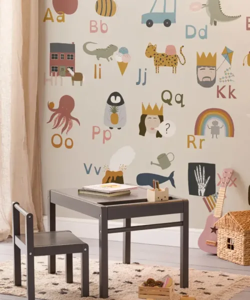 Idee di carta da parati educativa per la camera da letto dei bambini