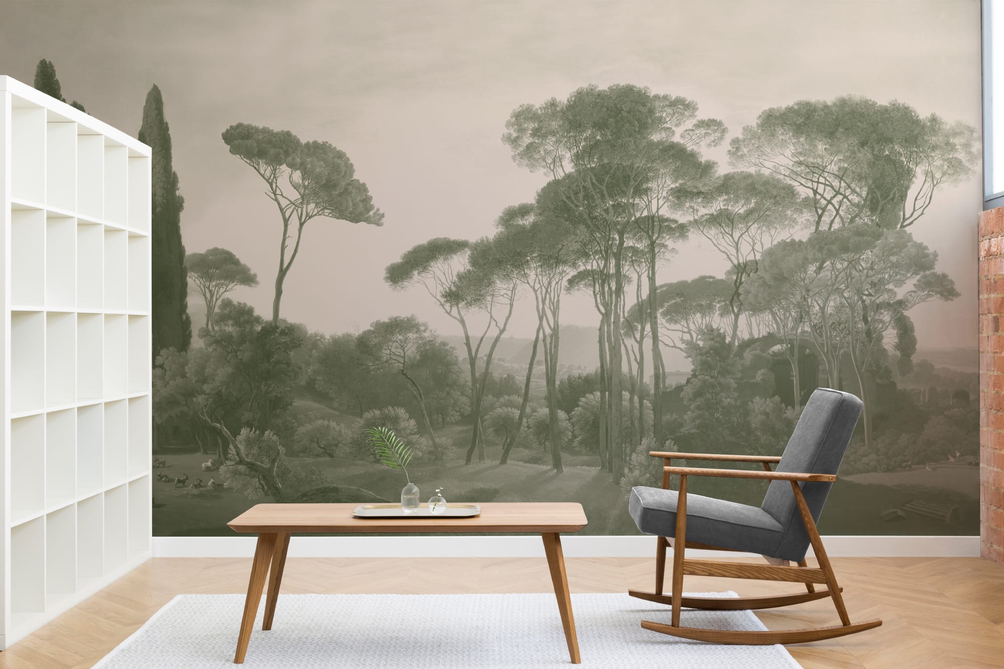 Green Tivoli Forest Landscape Painting Mural - Hovia